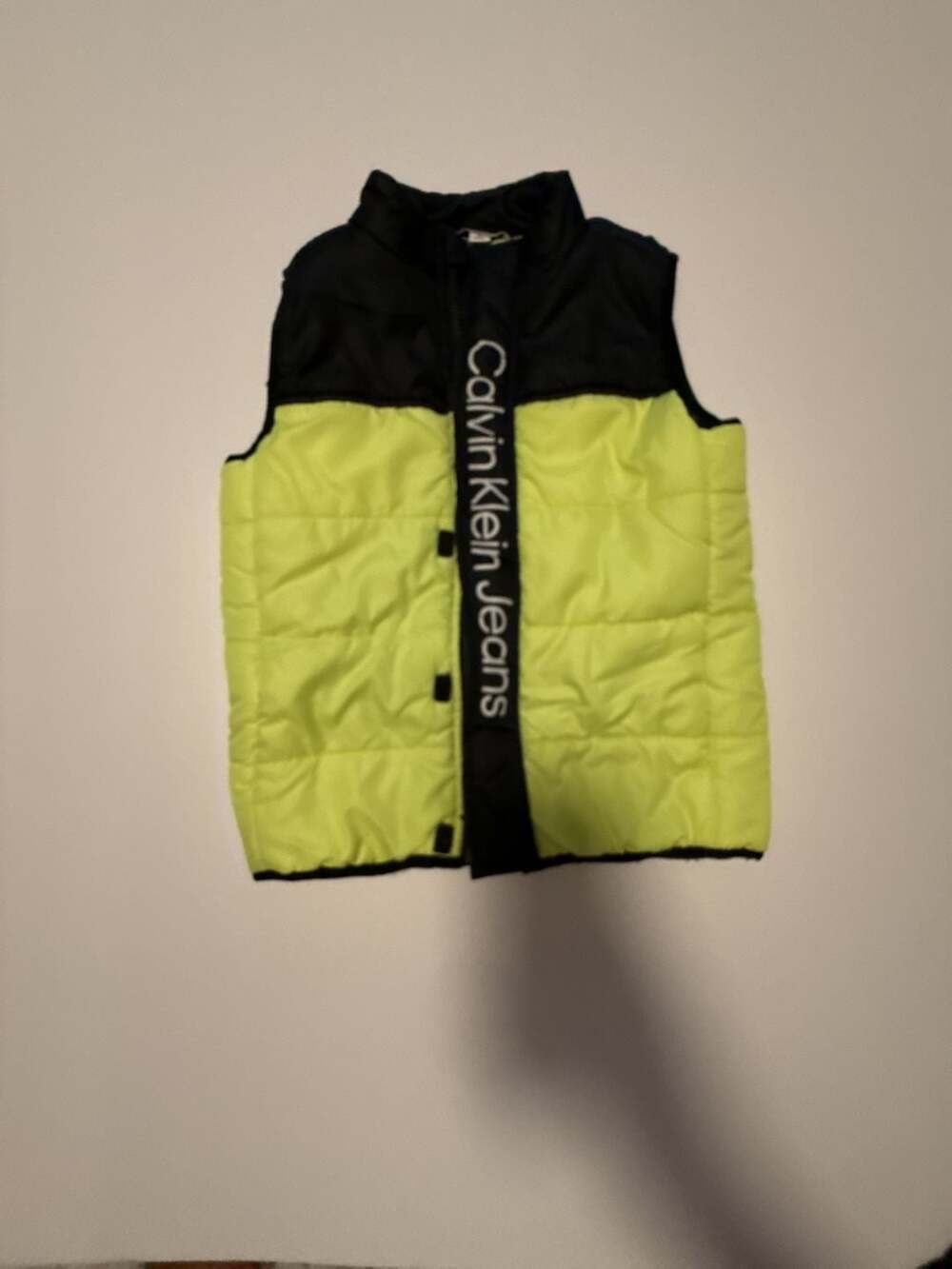 Calvin Klein Jeans Boys Neon Yellow & Black Puffer Vest Size 5